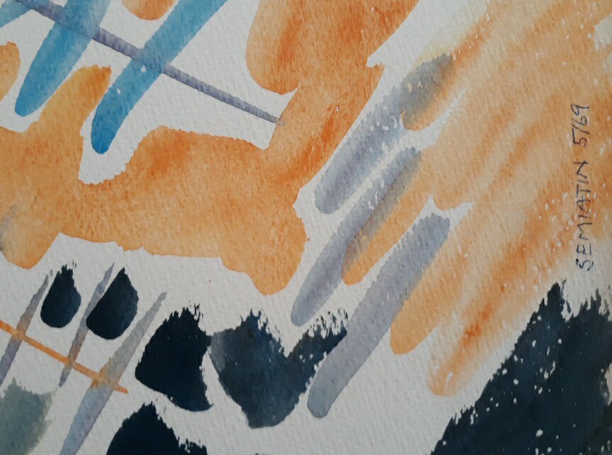 VINTAGE ABSTRACT EXPRESSIONIST WATERCOLOR MID CENTURY JACOB SEMIATIN WOODSTOCK