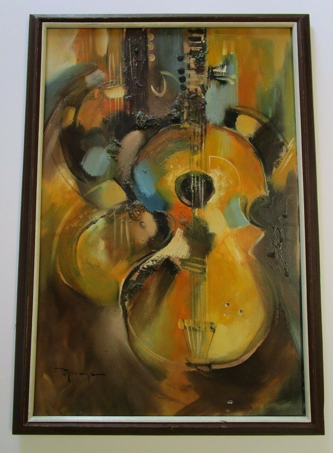 Mid Century Modern Painting Modernism Music Expressionism Vintage Signed Rare