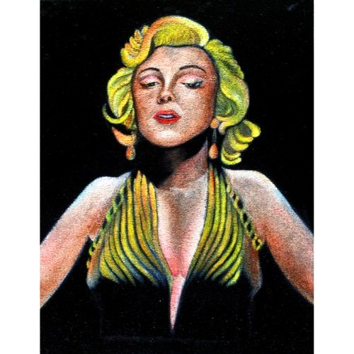 Marilyn Monroe Black Velvet UV Paint & Acrylic Original Paint 8.5×11 Art NEW
