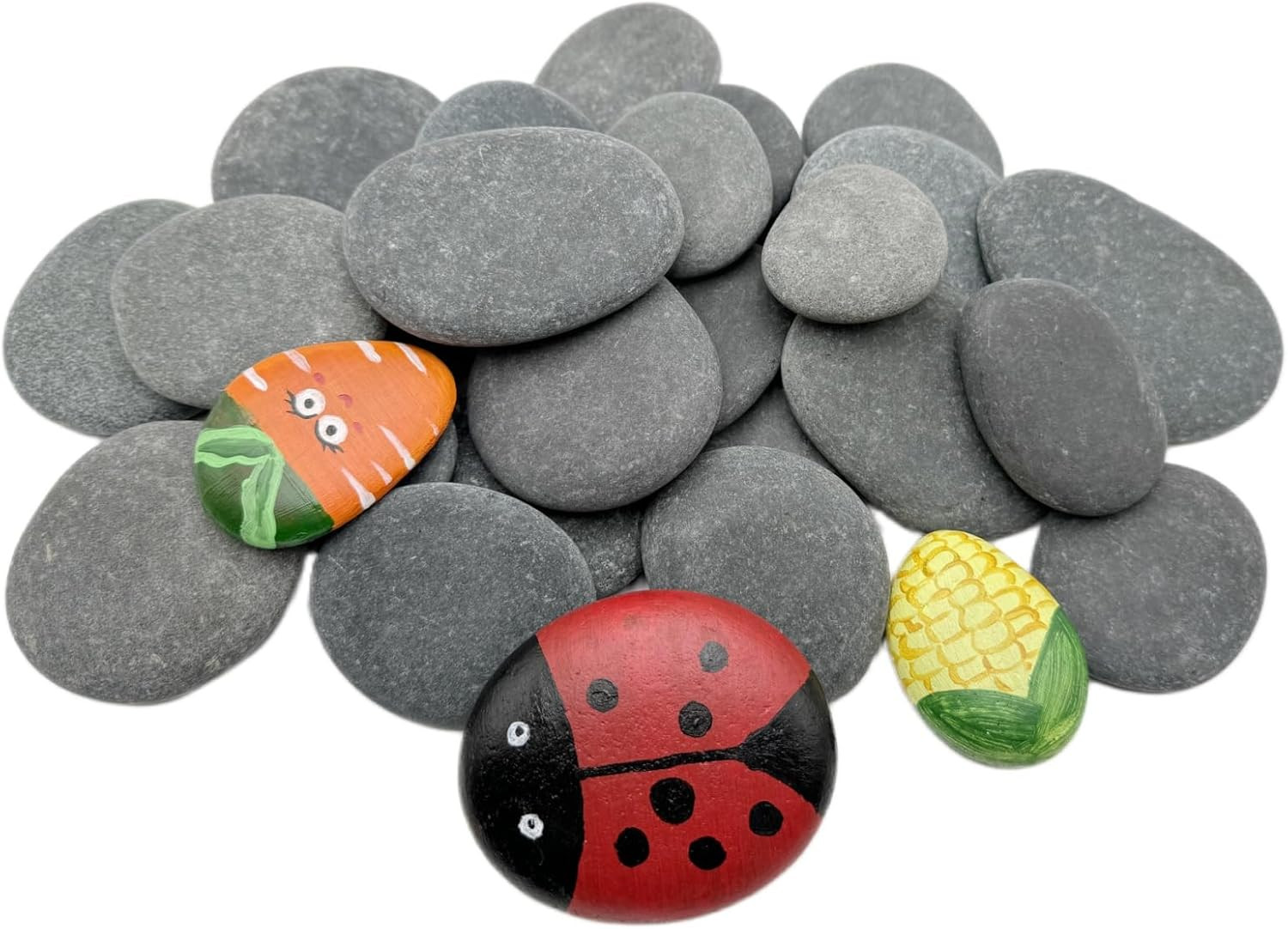 20PCS Natural Painting Rocks, 2“-3” River Rocks for Painting ， DIY Rocks Flat &