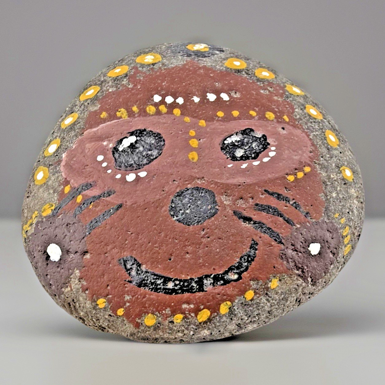 Hand painted Rock Art “Happy Sloth» Albuquerque Small Unique Garden Decoration