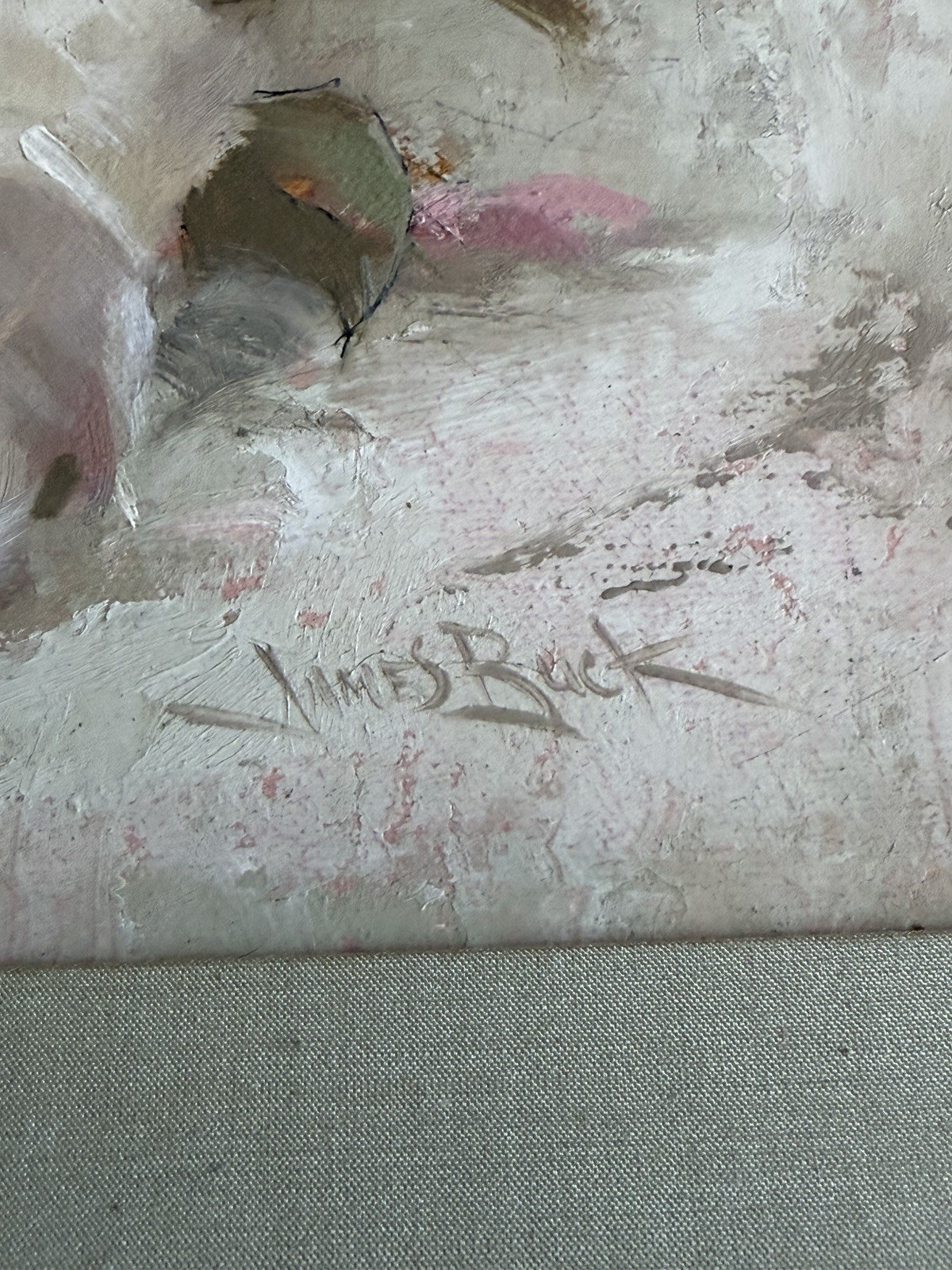 SHABBY CHIC ROSES IMPRESSIONIST Original Oil Signed LISTED Artist James E Buck