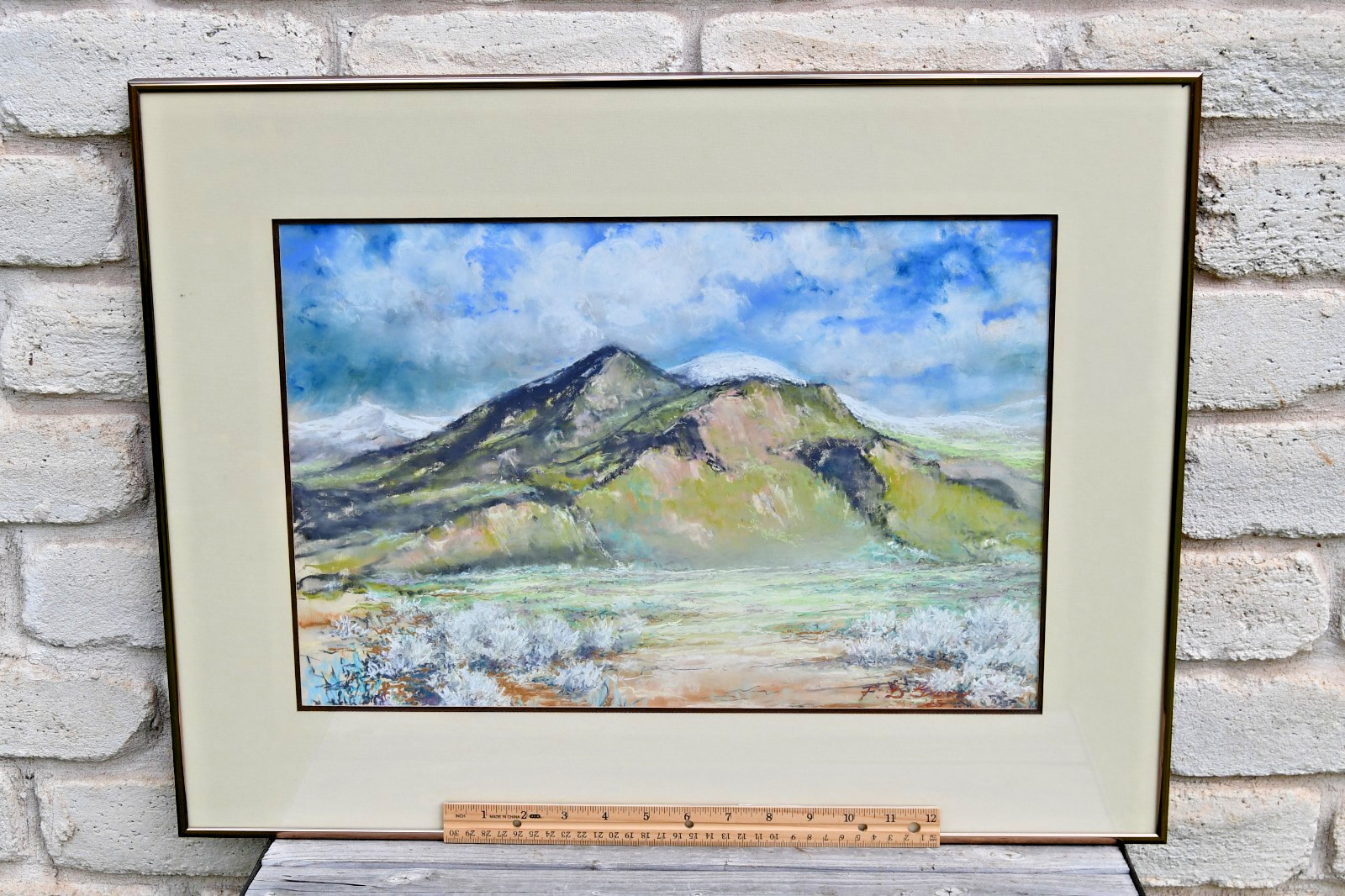 Original Watercolor Texas Western Landscape Hill Sagebrush Framed F. D. Groos