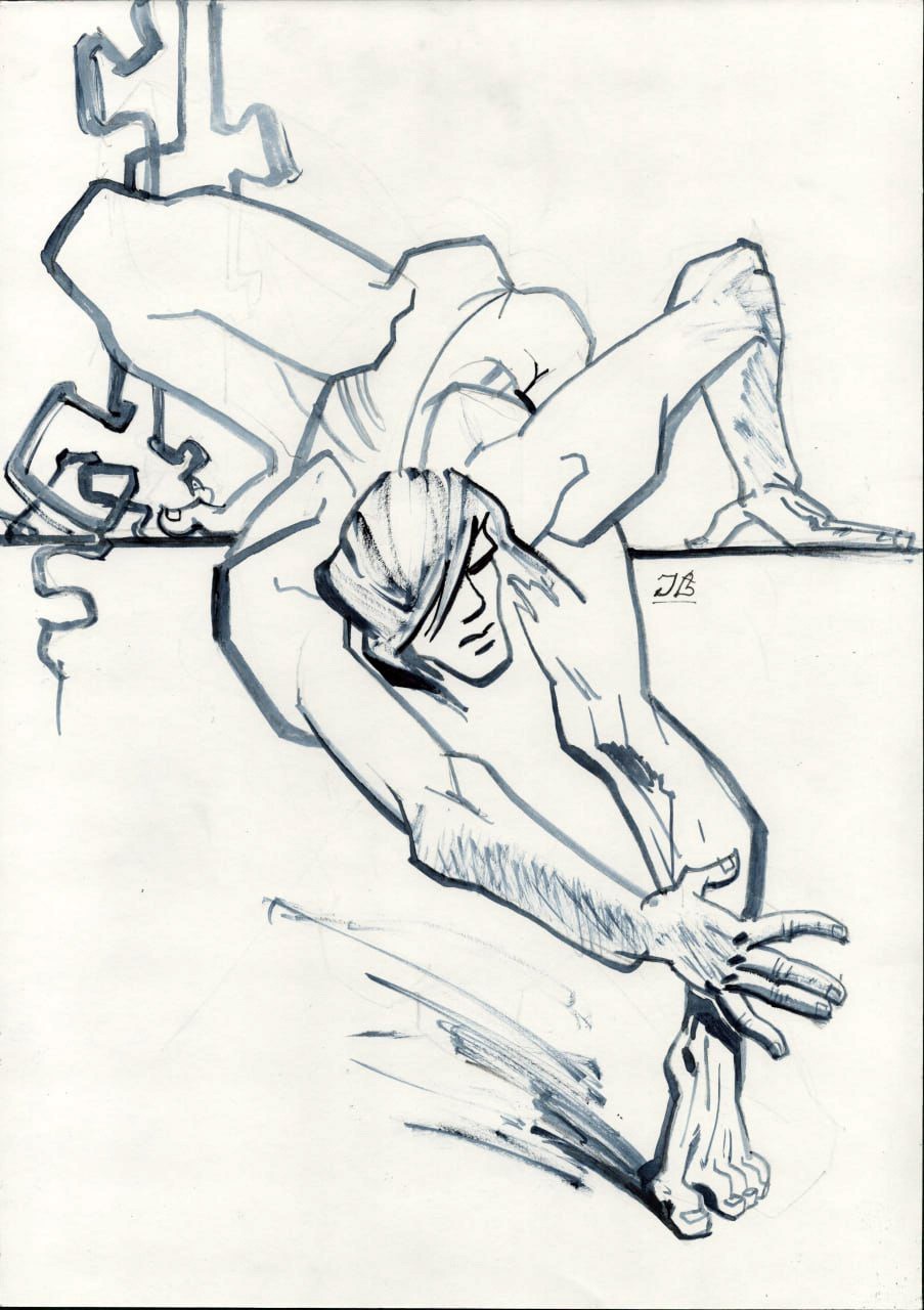 Art Gay Erotic Watercolor «Mowgli 1» 16,5- 11,6 in . I.Bubentcov