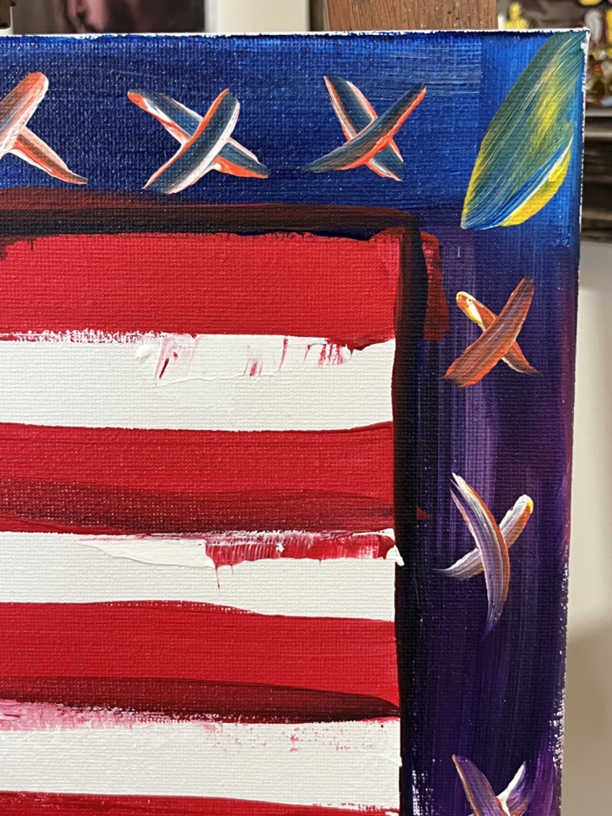 Atherton 11×14 American Flag Painting Patriotic USA Abstract MAX Acrylic Art