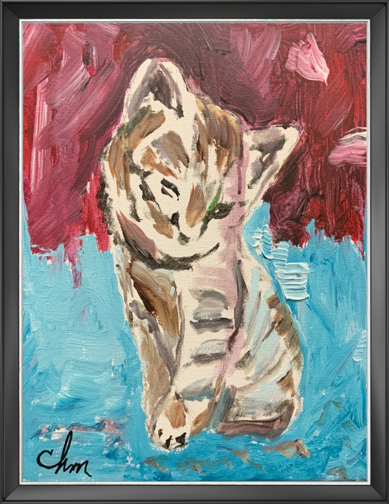 CHM ART EXPRESSIONISM 12X16 Little Kitty Handmade Original Signed Contemporary