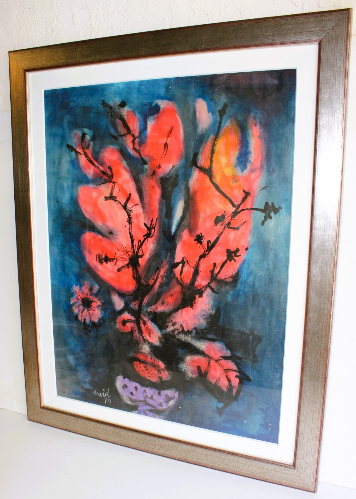 JUAN DAVID POSADA 1911-1981 MIXED MEDIA PAINTING 1979 SIGNED CUBAN LISTED ARTIST