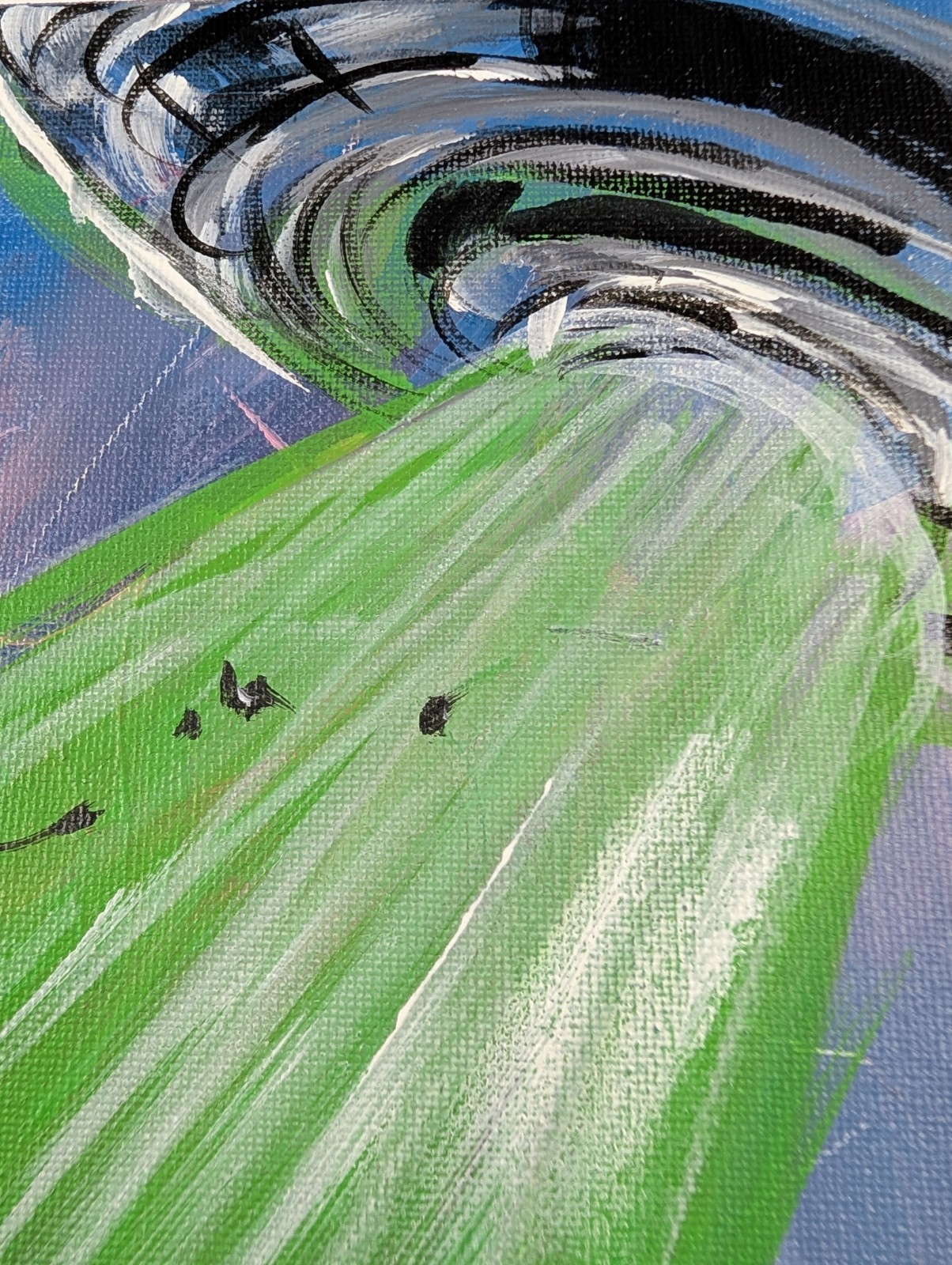 Cow UFO Abduction Original Painting Canvas Alien Pop Art Gestural Expressionism