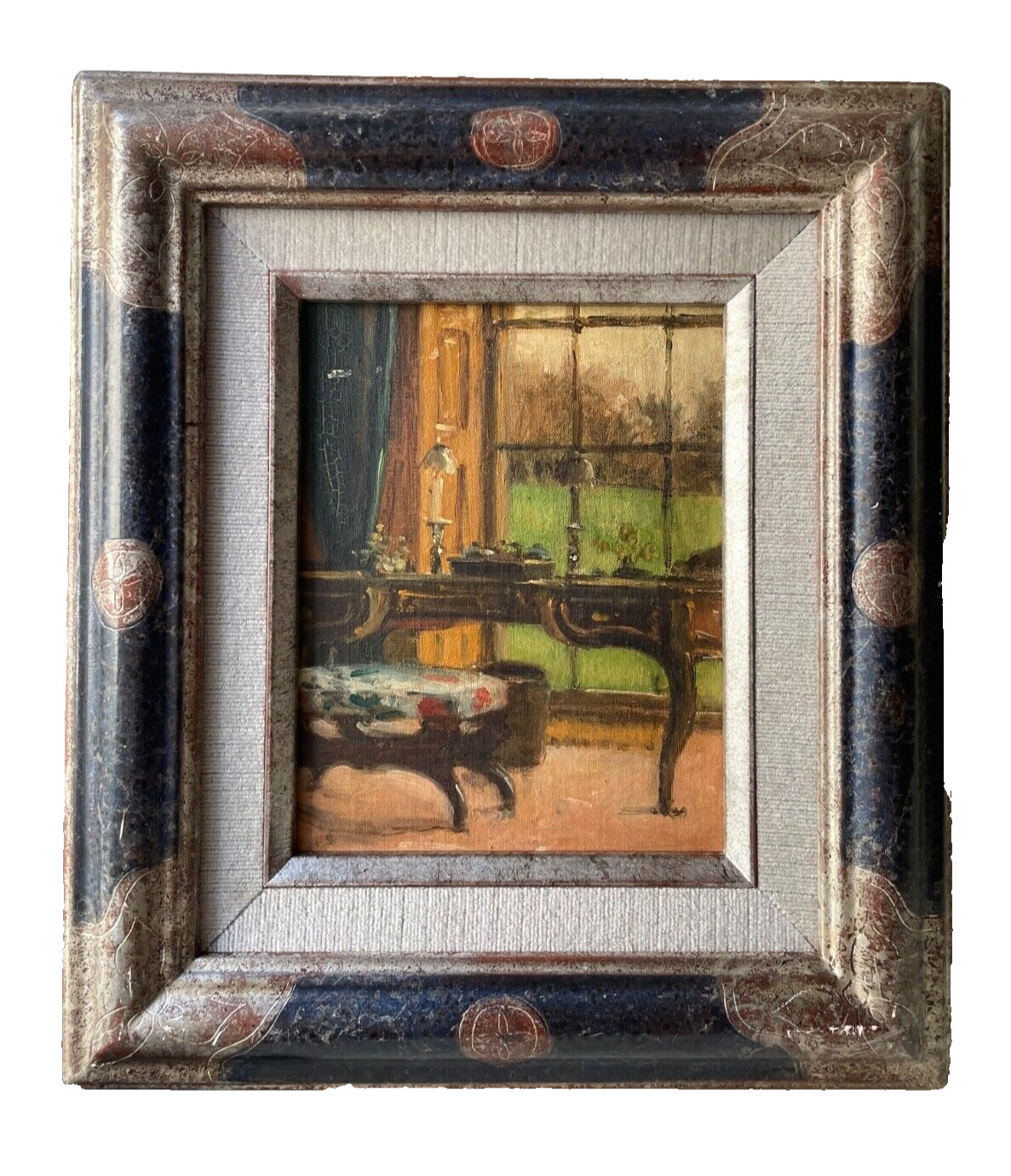 19th Century Charles Stuart Forbes American Impressionist Oil on Board Interior