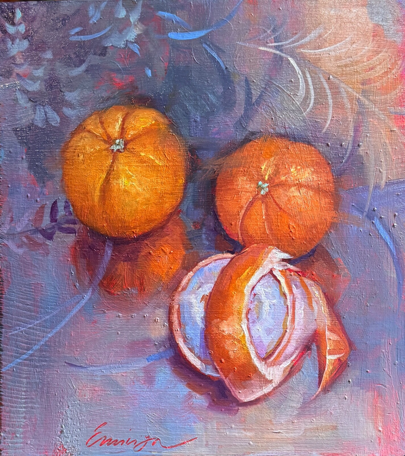 Fruits oil painting original still life oranges impressionist art