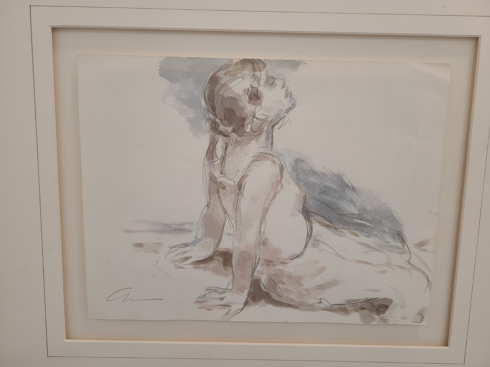 ANDRE GISSON Lovely Pencil and Watercolor, Signed and Authenticated. Vintage