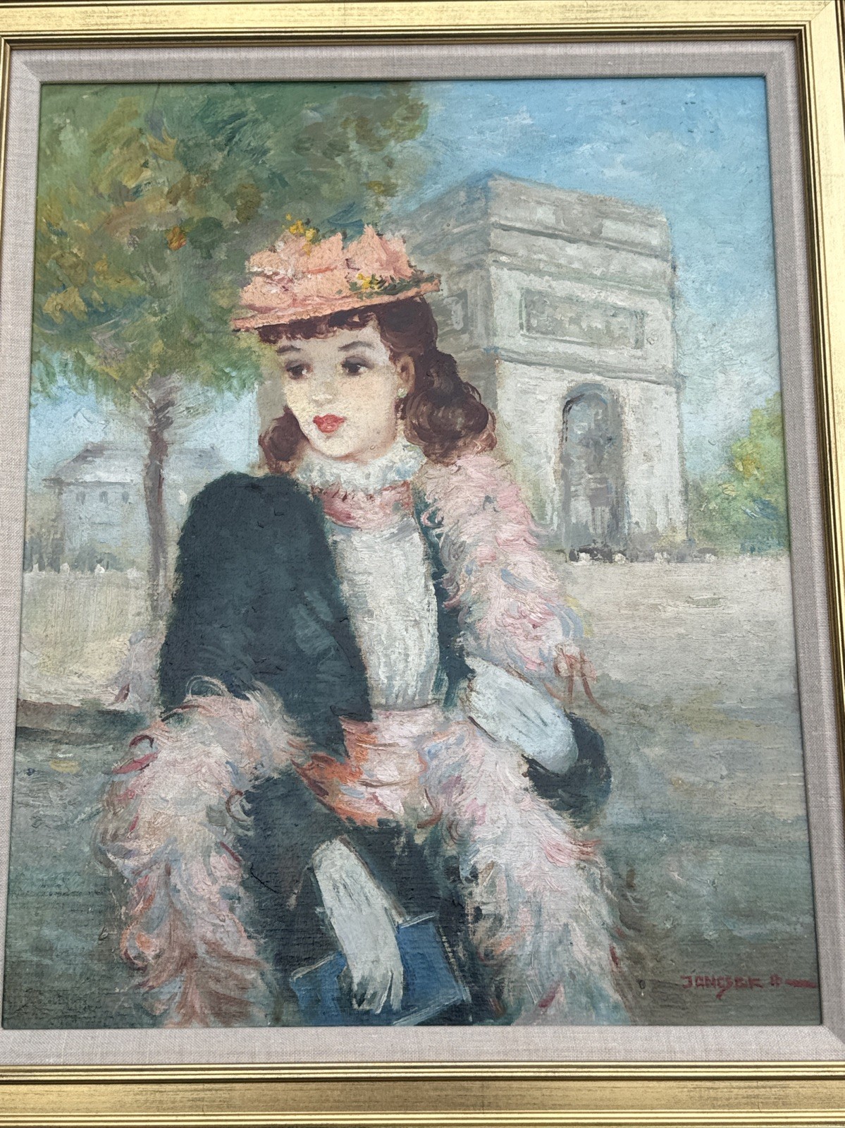 MID CENTURY PAINTING PORTRAIT PRETTY WOMAN WOMEN FEMALE MODEL LISTED FAMOUS 20”