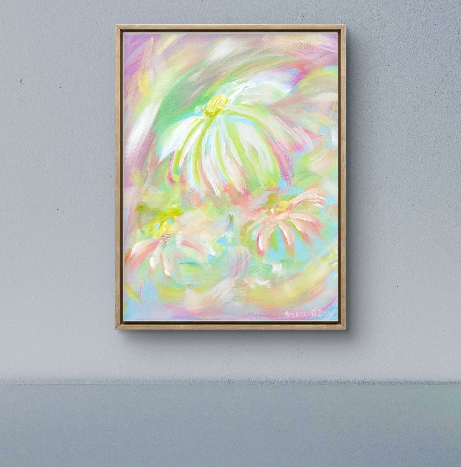 14 X 11 Original Acrylic Painting Modern Home Decor Art Handsigned Wild Daisy