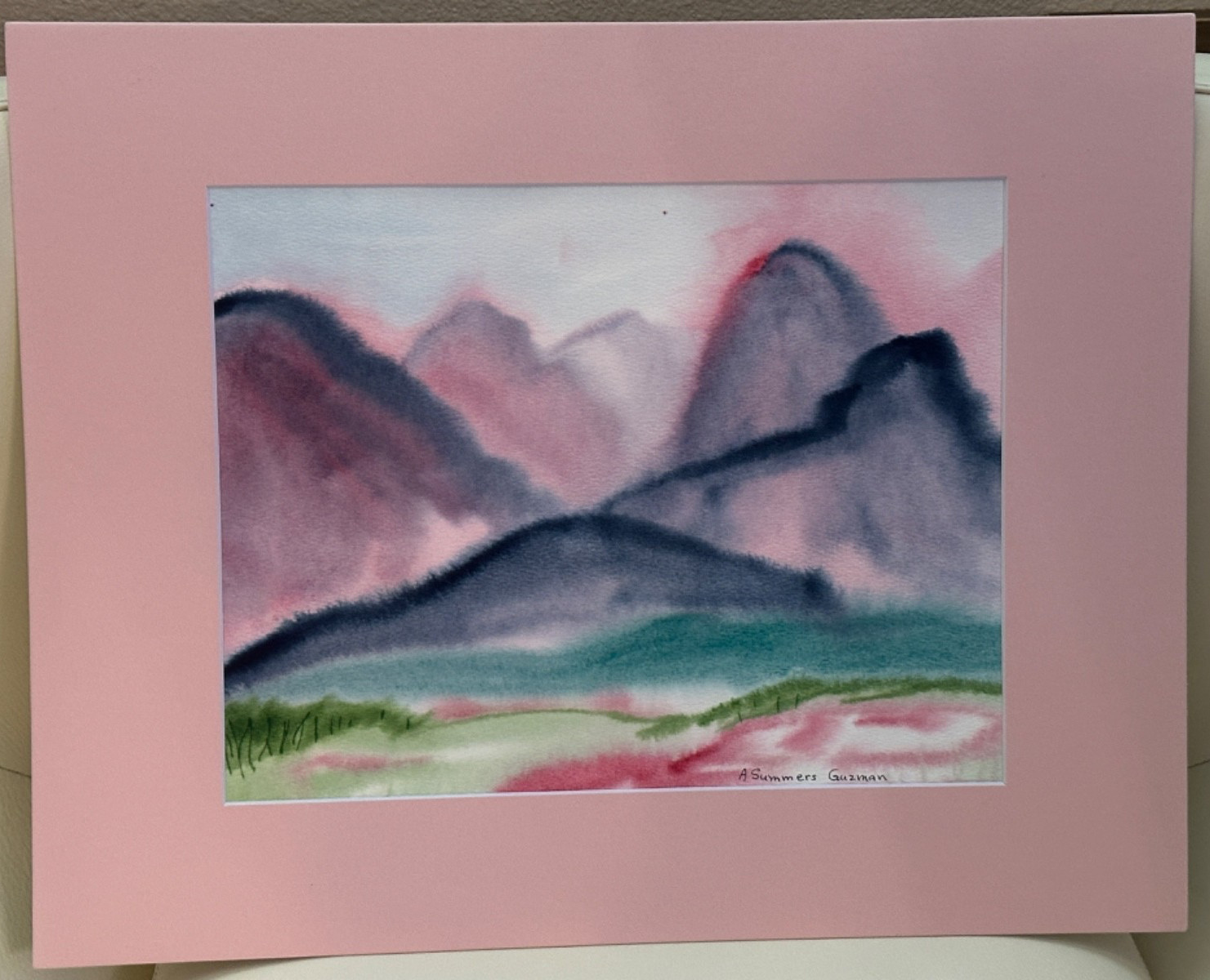 ALICE GUZMAN ORIGINAL WATERCOLOR PAINTING MATTED 16″ X 20″ NEW MEXICO 1980’S