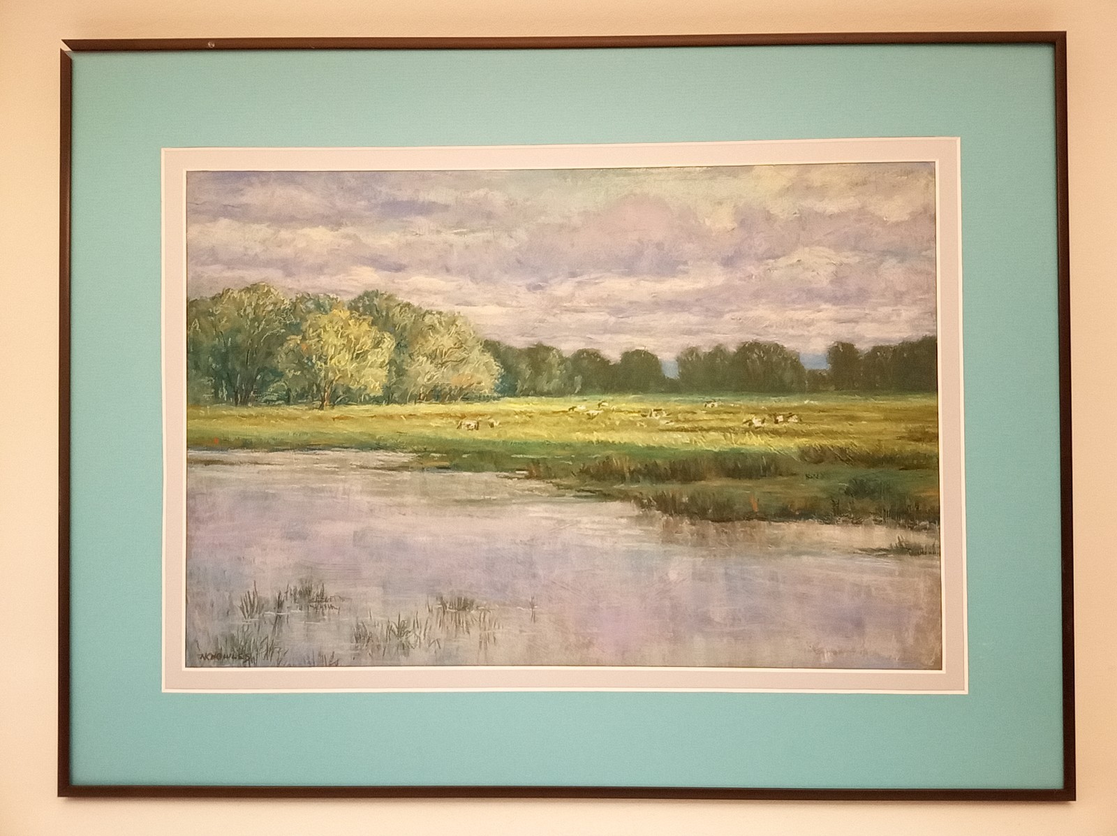 Nancy Knowles pastel landscape painting cows signed framed PNW artist