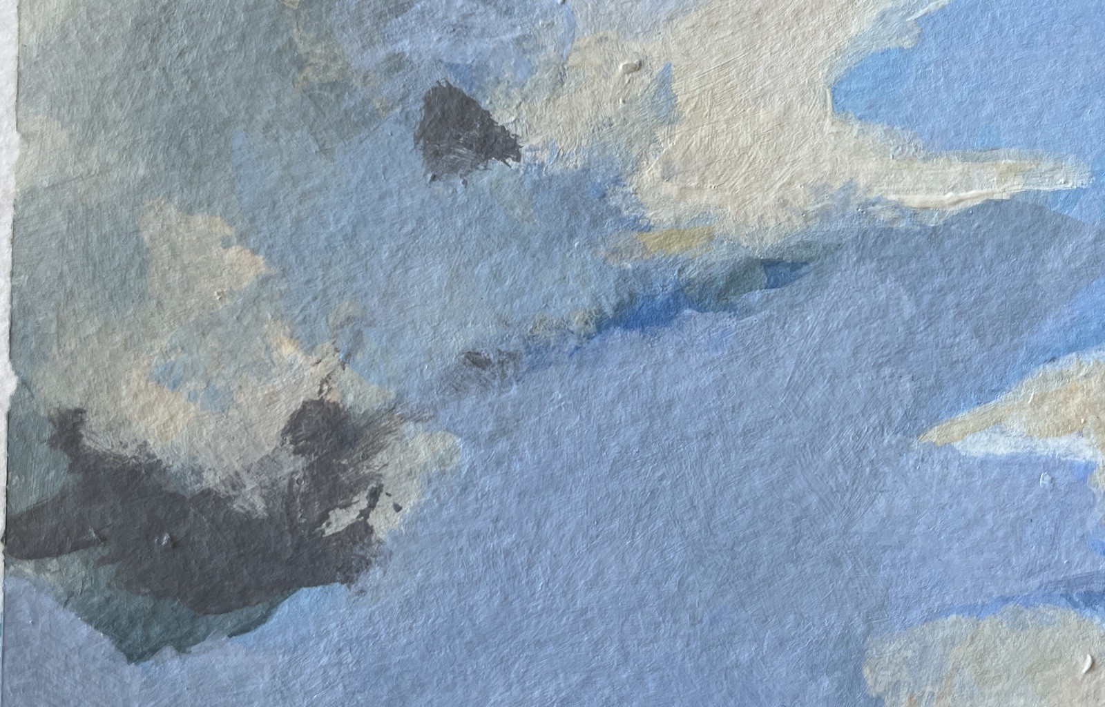 Original Contemporary Cloudscape Painting on Watercolor Paper Signed Fine Art
