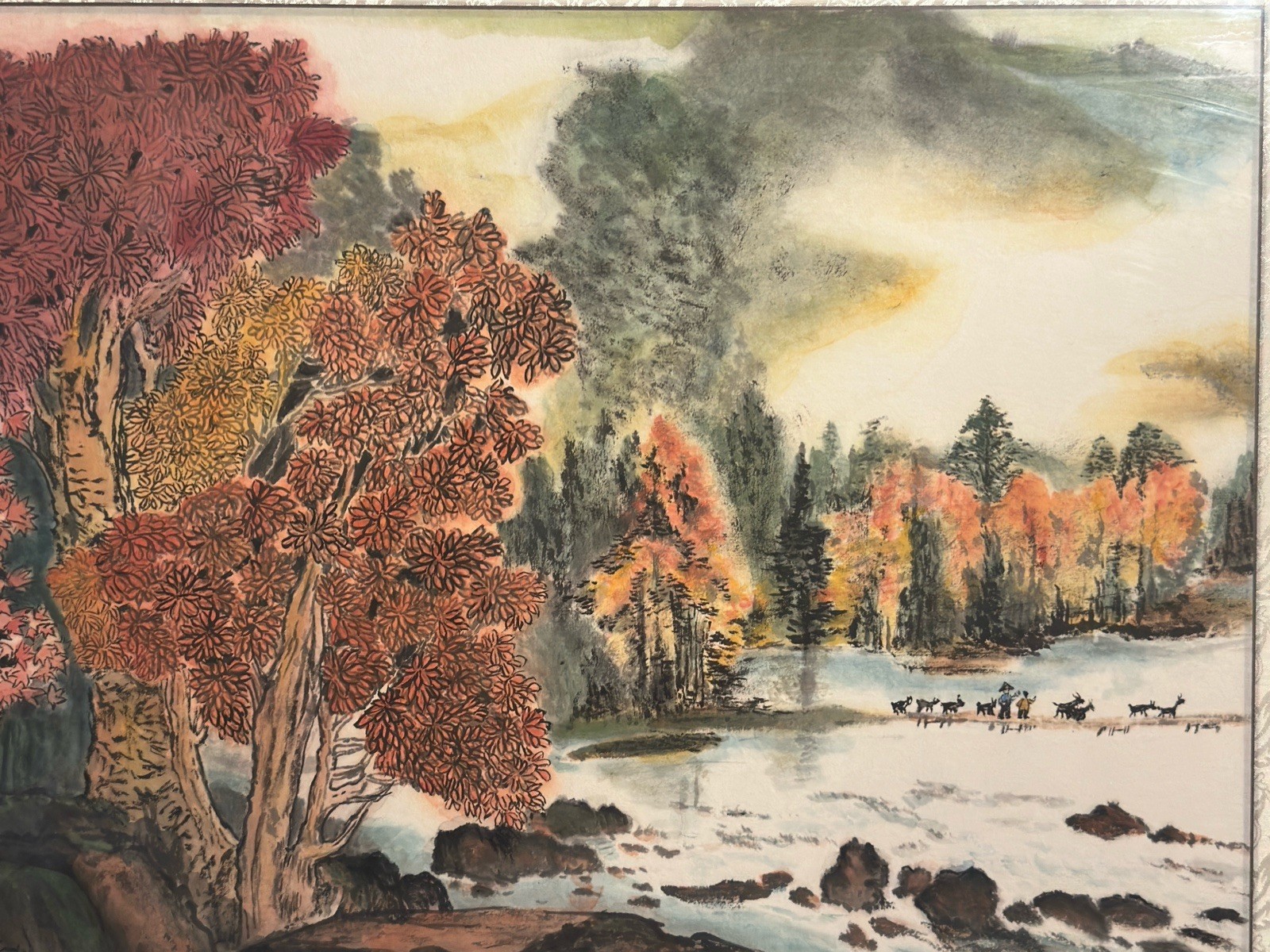 Chinese Landscape – Ink & Wash Watercolor Painting On Rice Paper Signed 13 X 18