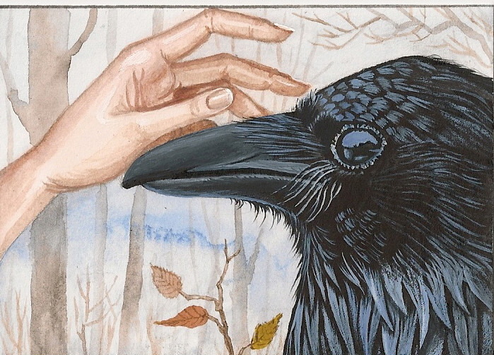 ACEO PRINT OF PAINTING pagan CROW RYTA HALLOWEEN WITCH GOTHIC Salem Folk Art 🎃