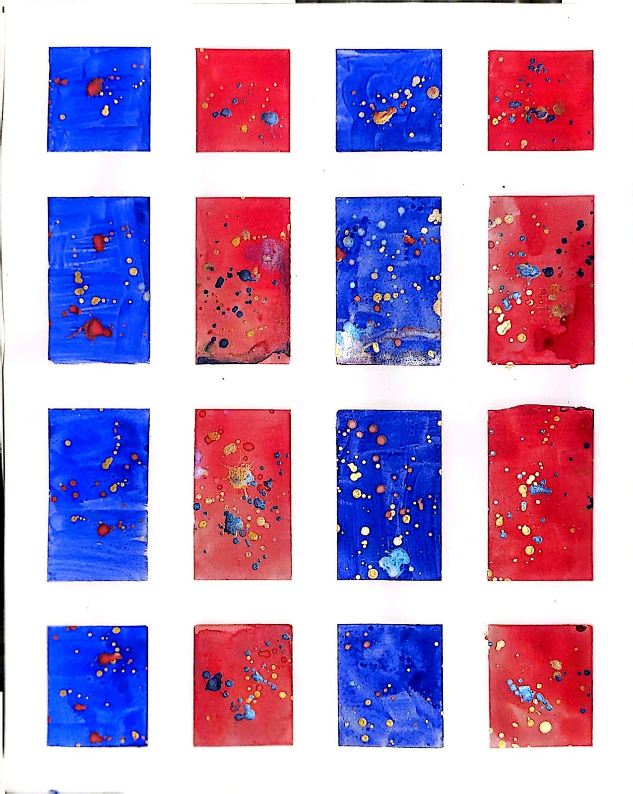 Red White And Blue Original Expressionism Watercolor Abstract 11×14 On Paper