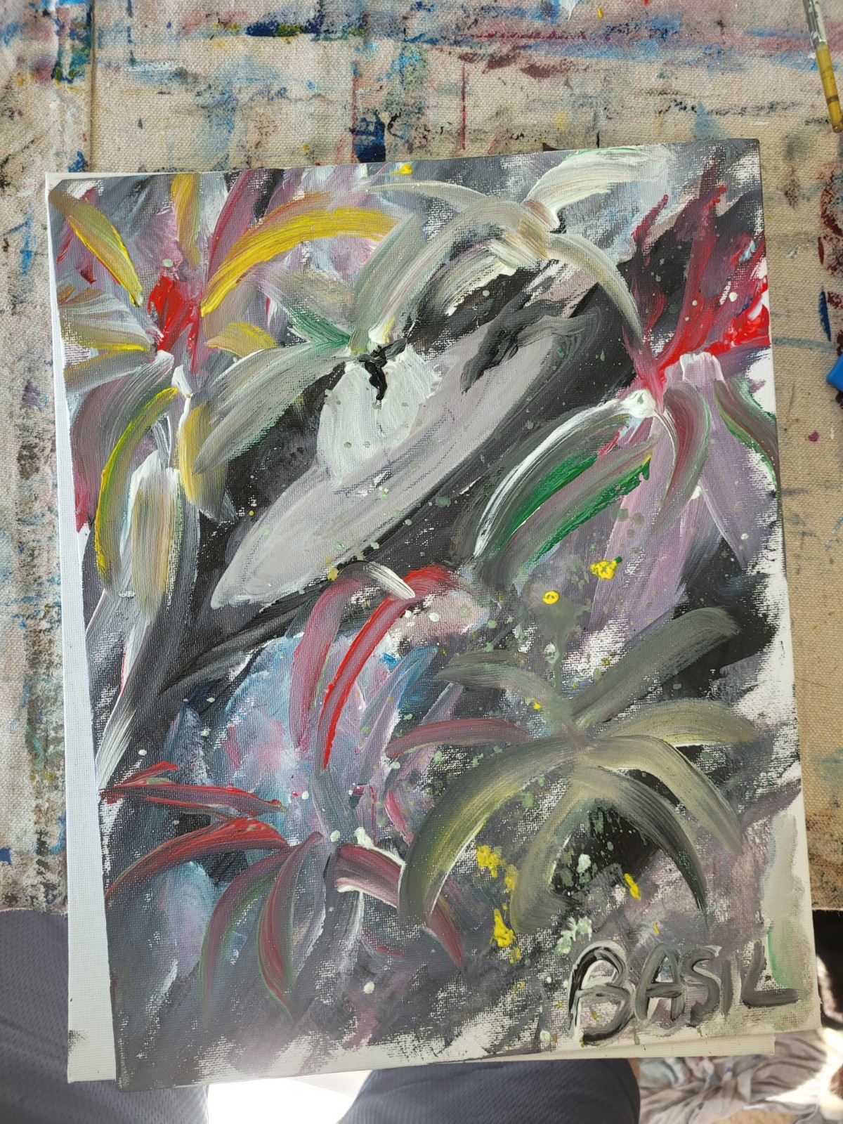 Independence Day Unique Abstract Expressionism Wall Art Canvas Board 11×14