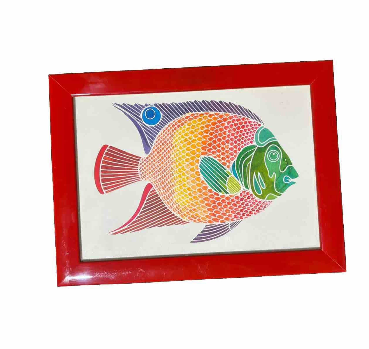 Original Tropical Fish Aquarella Painting Custom Framed Stamp? No Signature EPOC