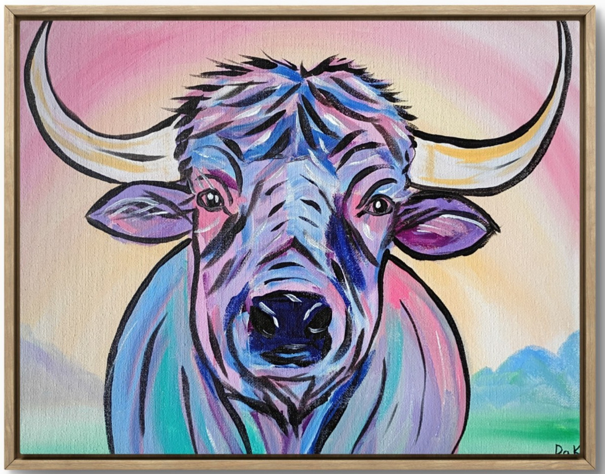 Buffalo 11×14 Canvas Original Art Expressionism Abstract Rustic Bison Ranch