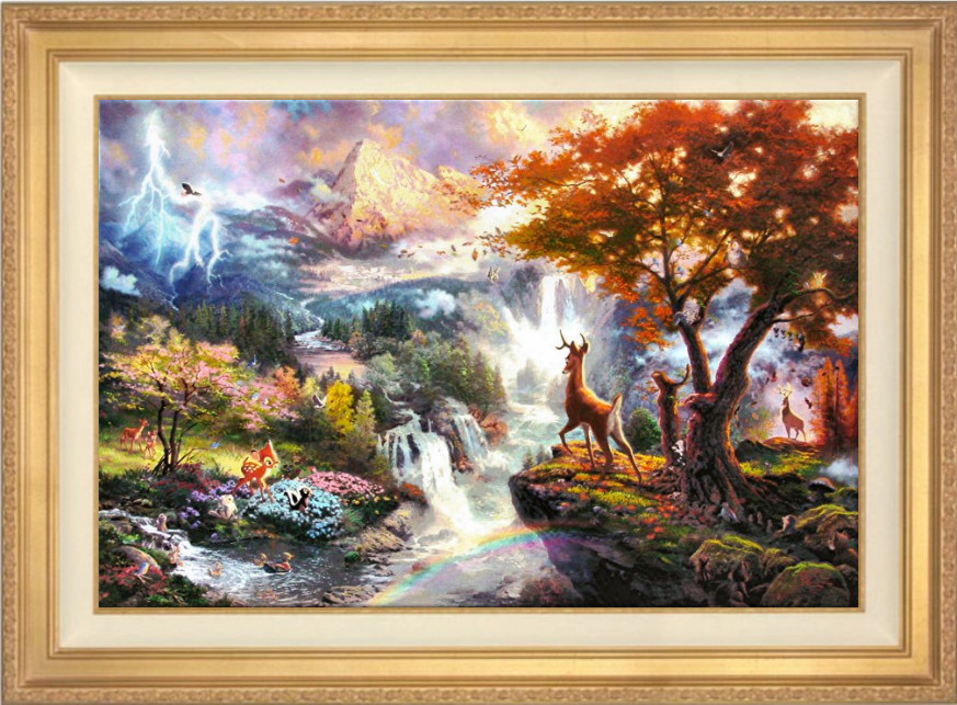 Thomas Kinkade ~ Bambi’s First Year 12×18 ~ S/N Oil on Canvas Limited Edition