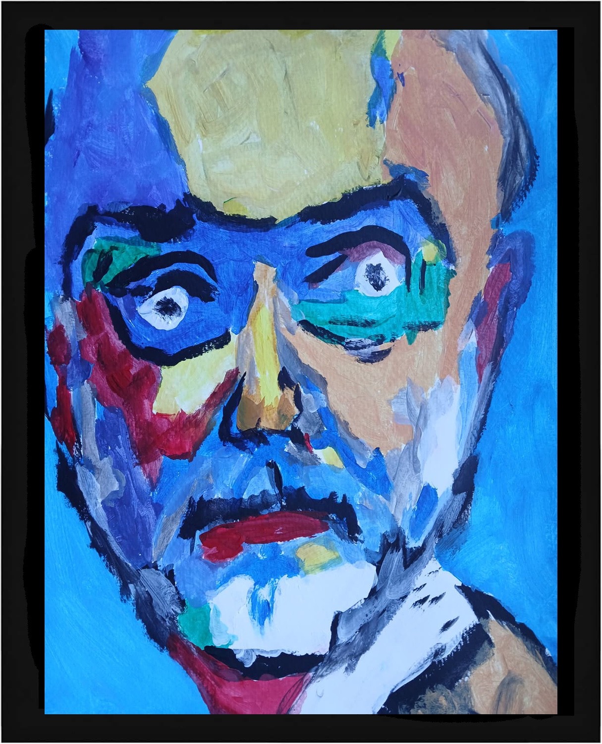 Expressionism/ Abstract 11×14 Bearded Man Modern Street ART Colorful Painting
