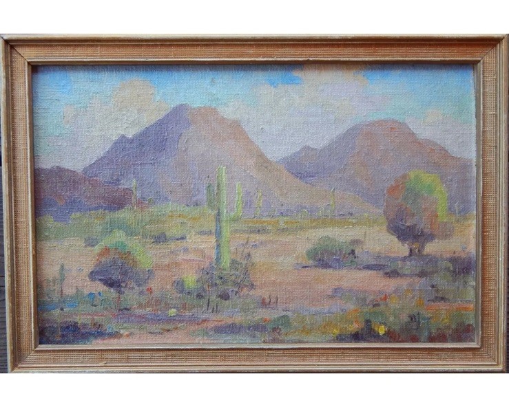 Pics Don’t Do Justice / Antique Plein Air Desert Landscape / 9.25×11.25”/ Framed