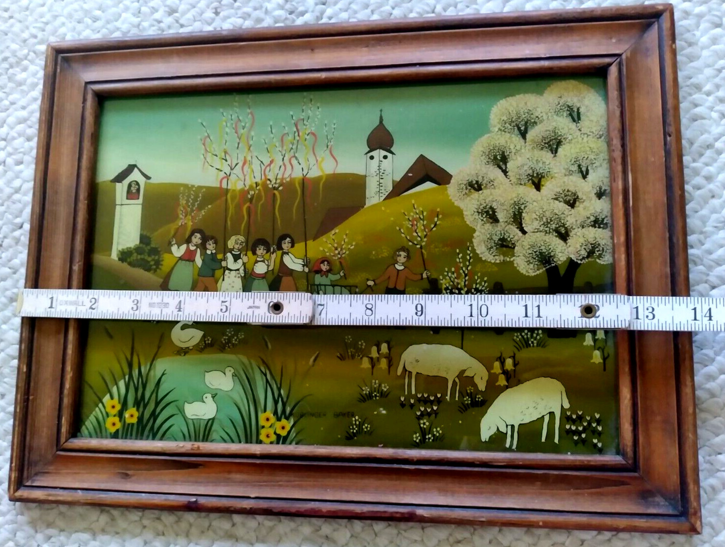 Vintage Framed, Handgemaltes Hinterglasbild, Entwurf:Renate:Kobinger