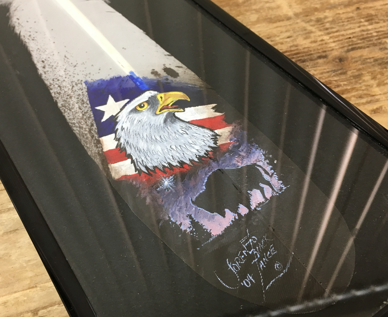 Painted Feather Creation Black Lance United States Flag American Eagle Buffalo