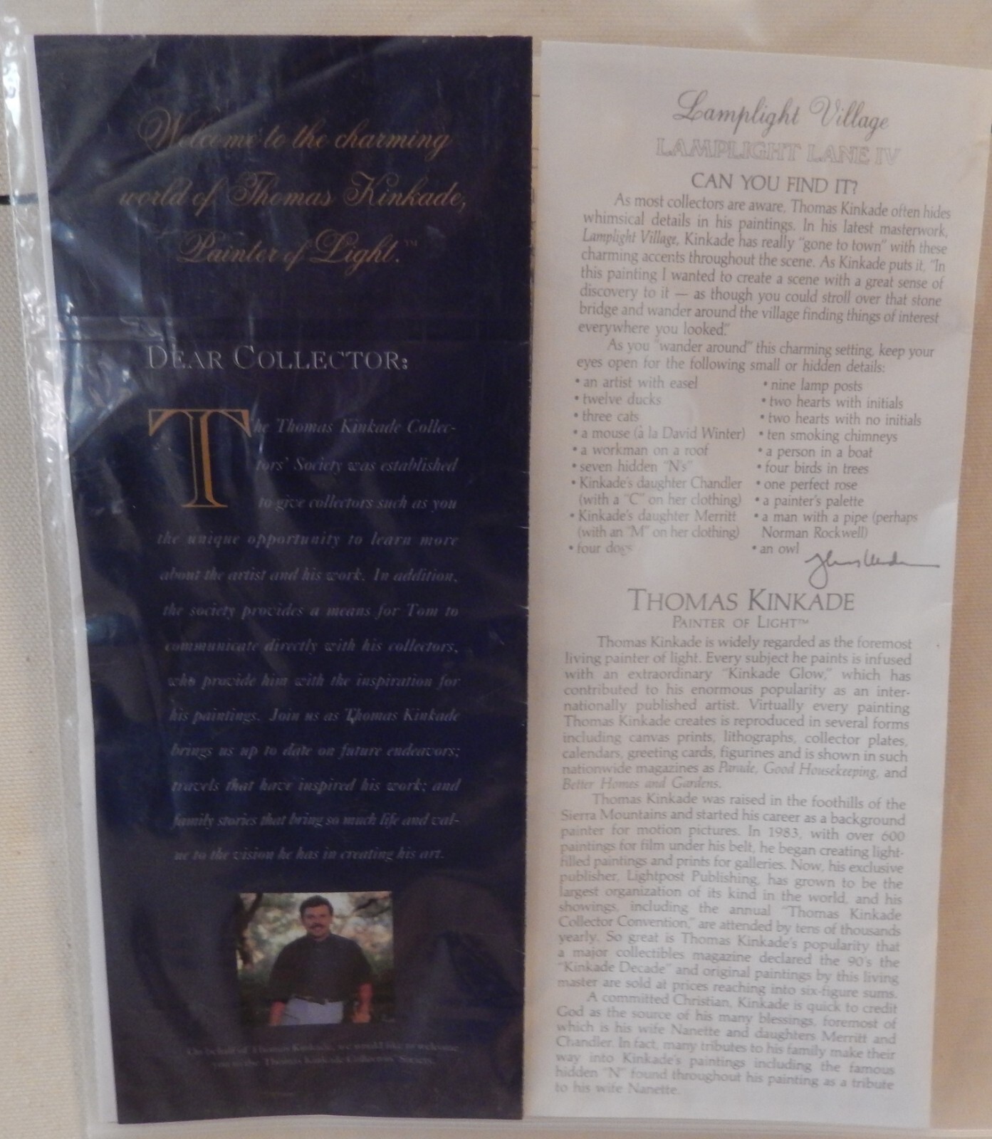 Thomas Kinkade Lamplight Village Signed Numbered by Artist Lithograph on Canvas