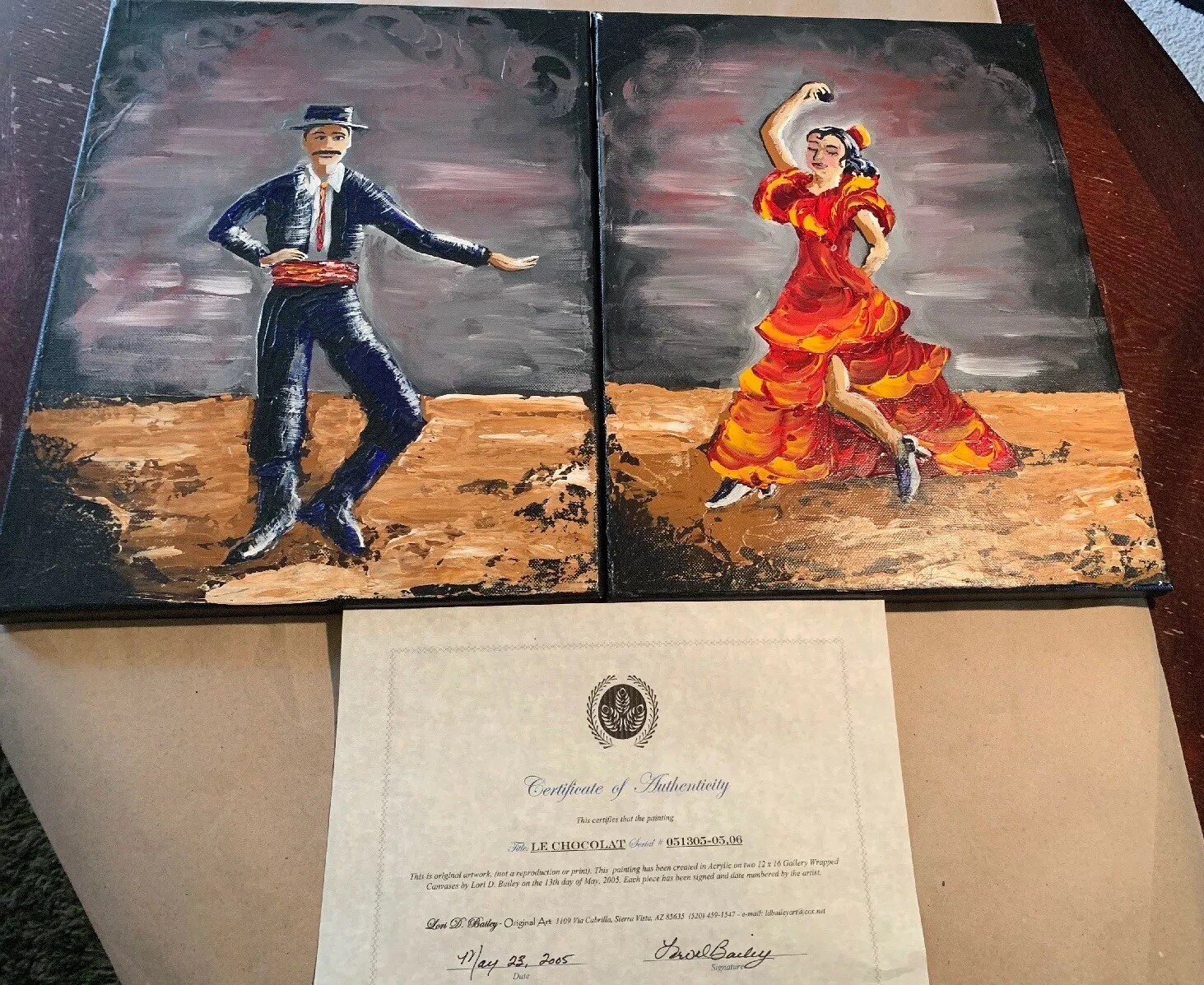 “Le Chocalat” 2-16×12” Original Artwork Signed Lori D. Bailey W/COA