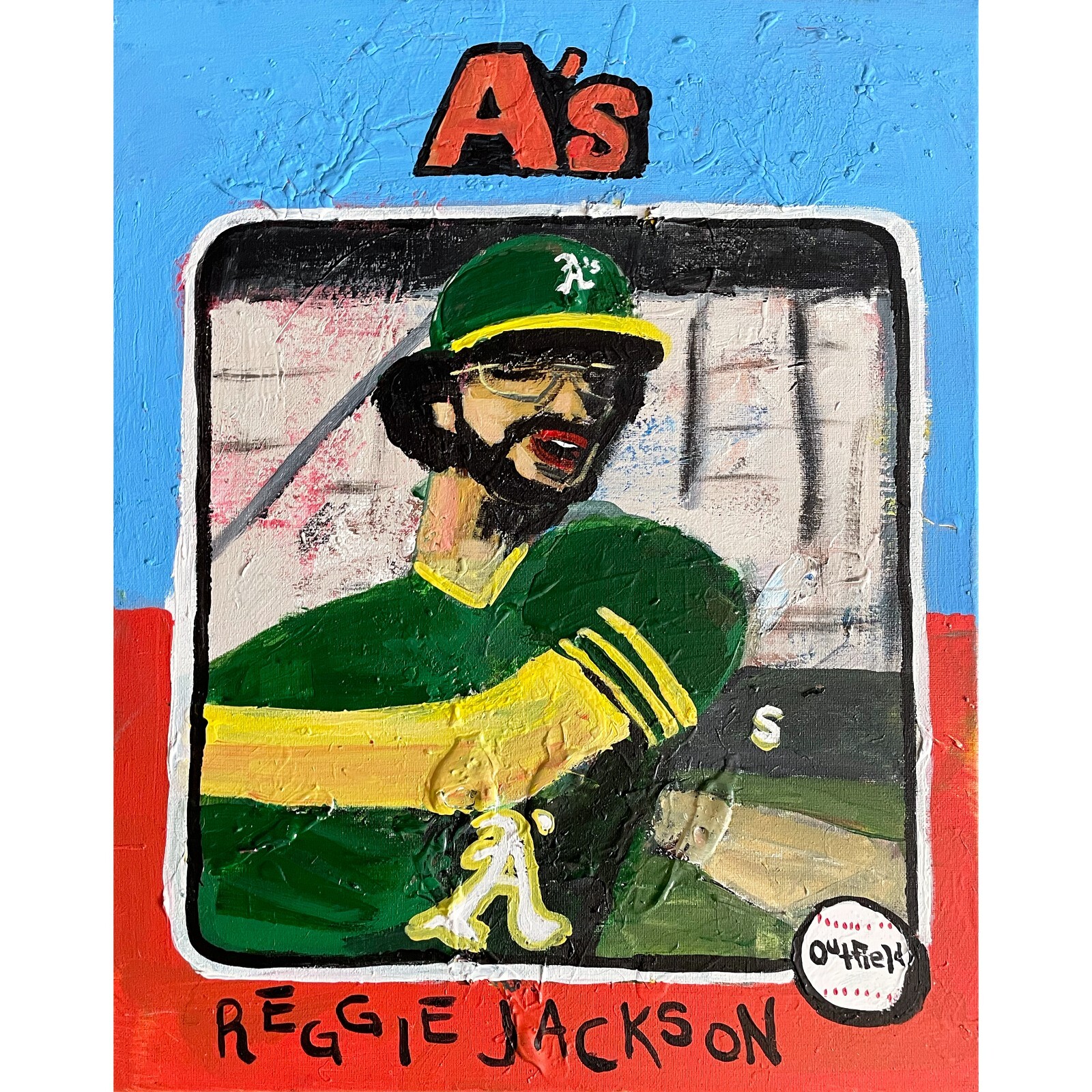 Reggie Jackson Original Acrylic on Canvas 16×20 by Sergio Santos @ElSantosWorld