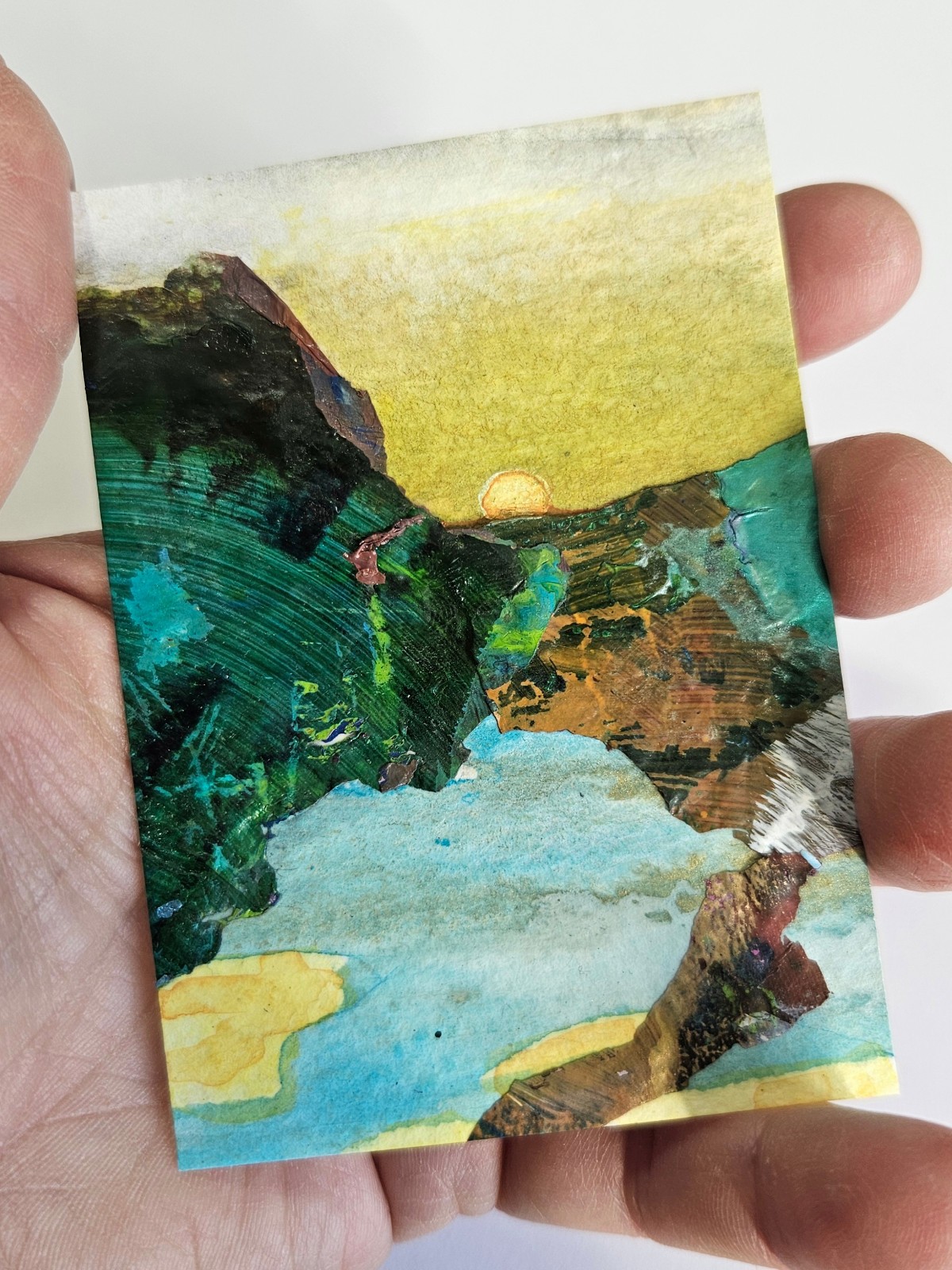ACEO Card 2.5×3.5″ Original Miniature Art Abstract Landscape Series 8/11 #0020