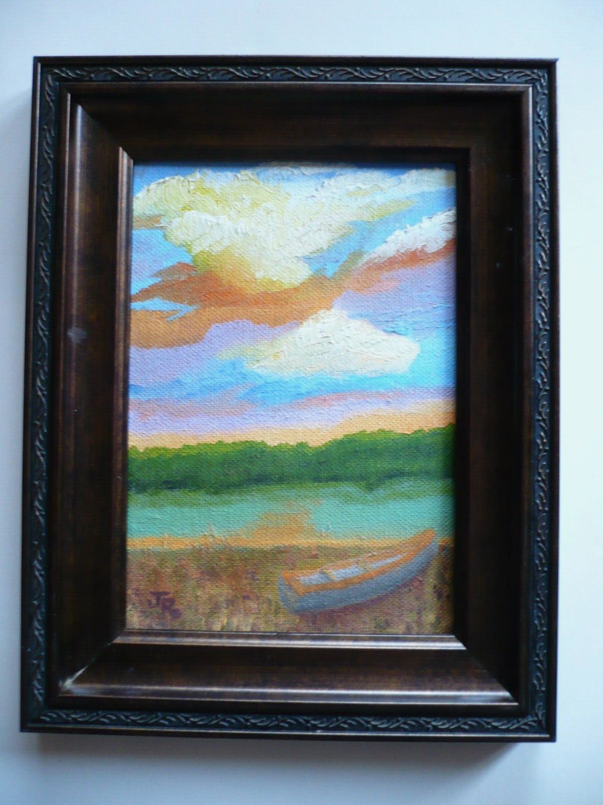 JAN ROONEY, SUNSET ON THE LAKE, Mod COLORIST IMPRESSIONIST LANDSCAPE SIGNED OIL