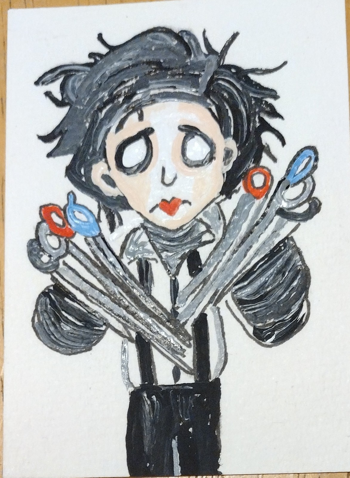 3.5″X2.5″ Artist Trading Card Edward Scissorhands HAND PAINTED ACRYLIC