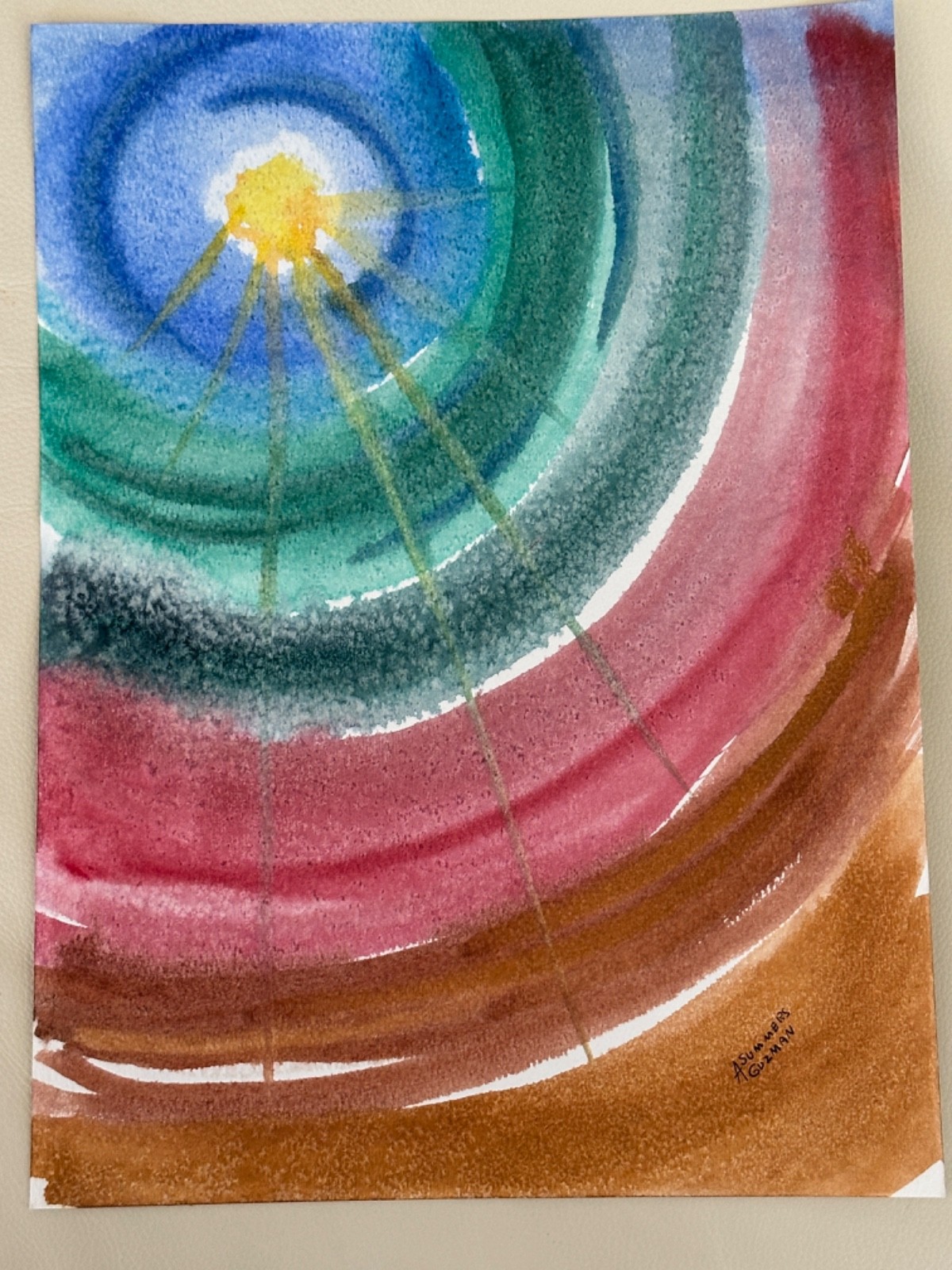 ALICE GUZMAN ORIGINAL WATERCOLOR PAINTING 15″ X 11″ NEW MEXICO ARTIST 1980’S