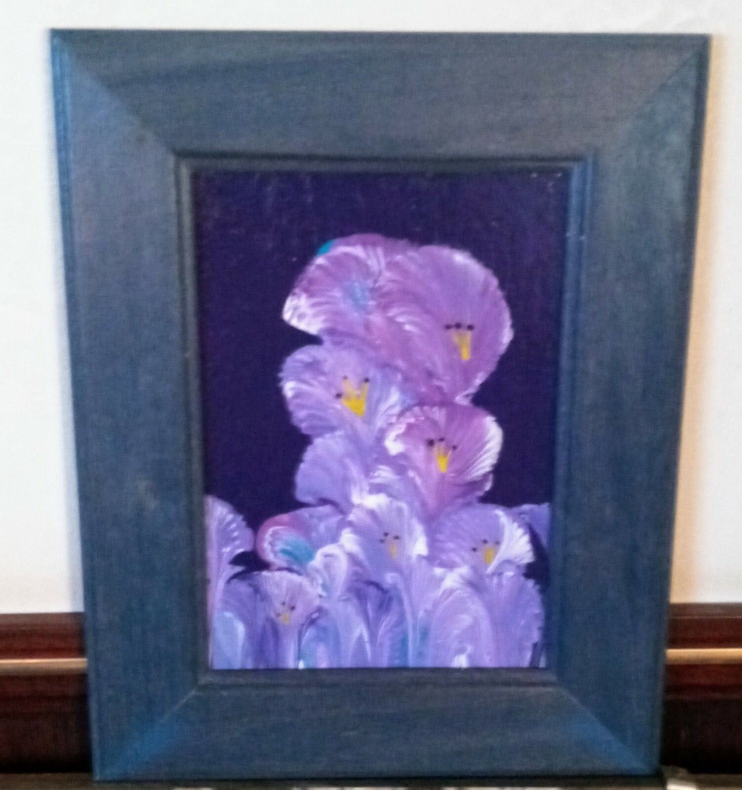 Acrylic Chain Pull Painting on Canvas Framed Help Support Alzheimer’s Awareness
