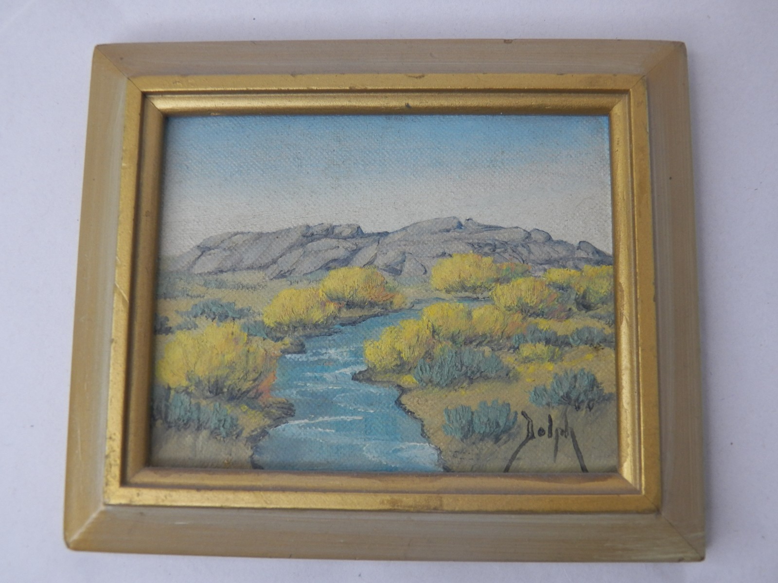MARIE DOROTHY DOLPH ORIGINAL PAINTING ON BOARD «INDEPENDENCE ROCK» WYO. SIGNED