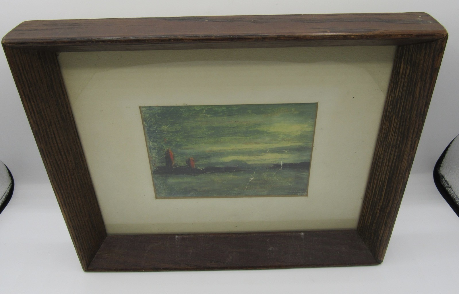 Charming framed impressionist landscape/seascape painting 9×11″