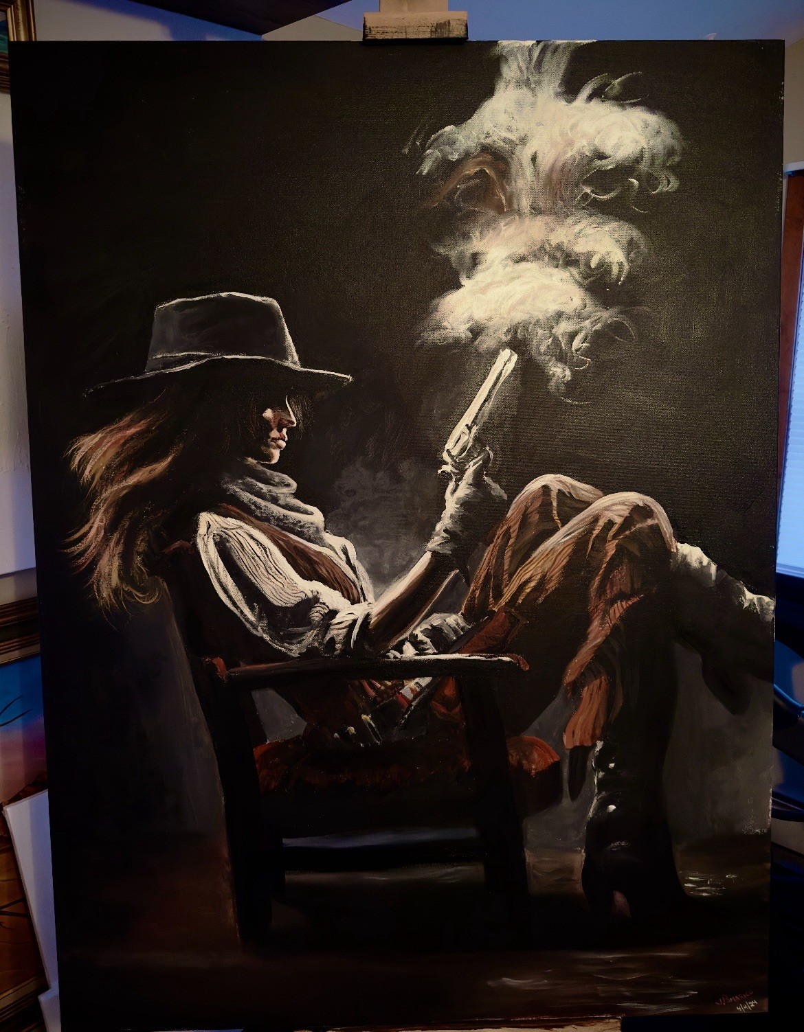 Bandita Original Western Acrylic On Canvas 36X48 Western Art Signed