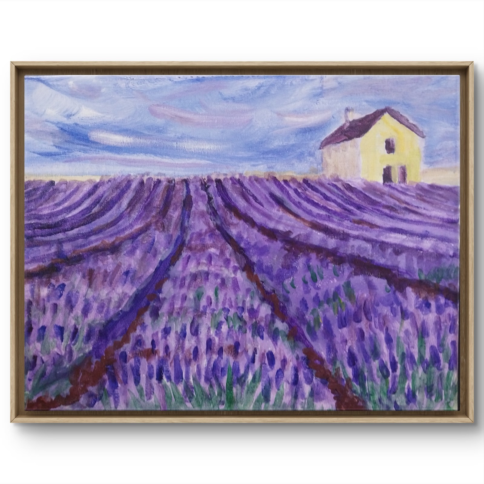 Lilacs Landscape Original Canvas 11×14 Signed Painting Acrylic Art Home Decor