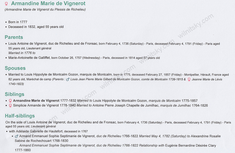 «Armandine Marie de Vignerot, stepsister of the Duc de Richelieu», early 1790s