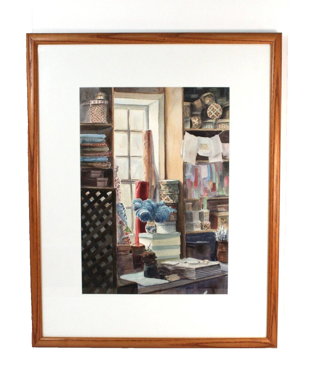 Vintage Storage Room Detailed Watercolor By Virginia Artist Lella Lee Edwards