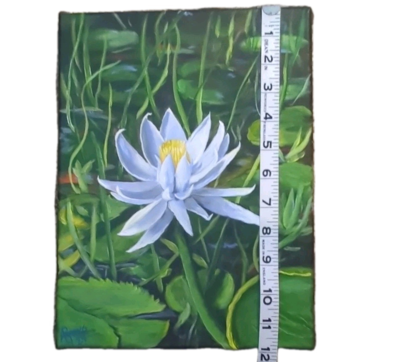 Amanda Beth Ramos «WATER LILLY» Original OOAK Signed Acrylic/Canvas 9×12 2024