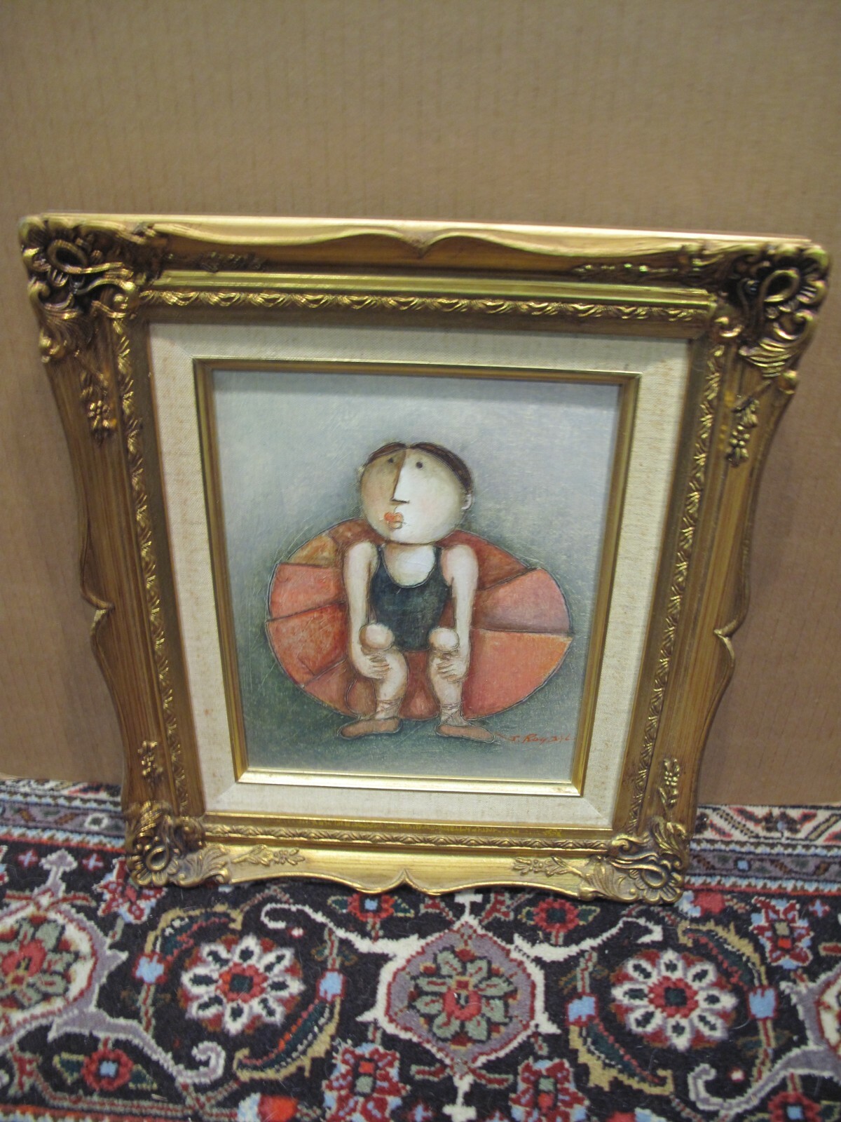 Spectacular Rare Vintage Early J. Roybal Oil painting of Young Ballerina