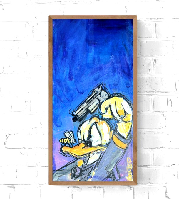 Comic Strip Vintage Pop Art Original Signed Canvas Painting 14×7 Modern LMNOP