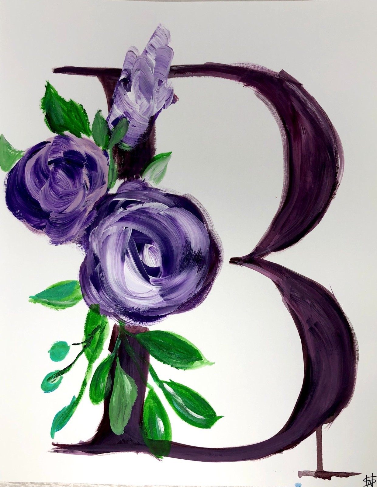 WS original flower B hand painted 14X11 Gallery Paper acrylic modern fine art
