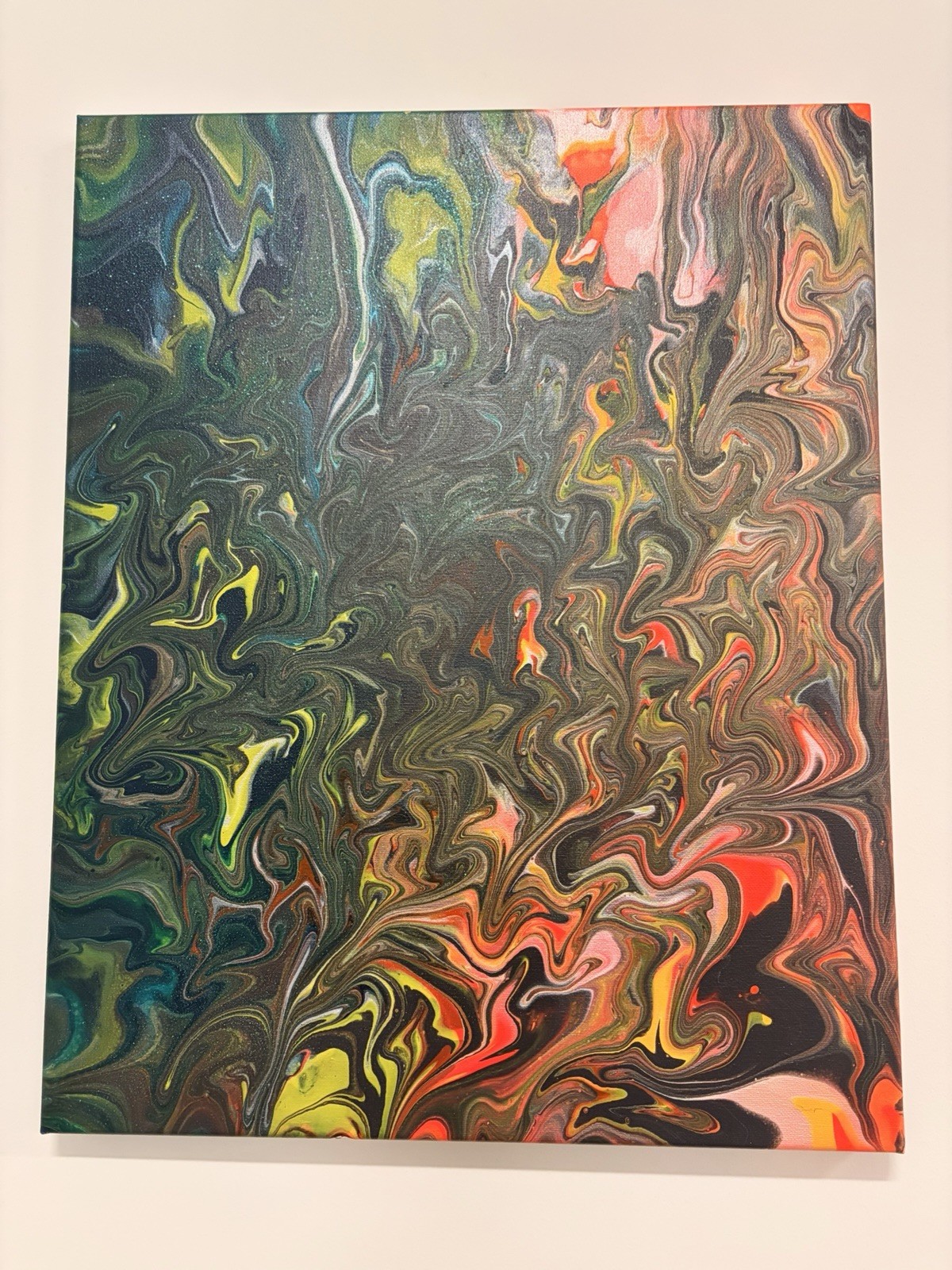 Abstract Fluid Art Painting on Canvas – Multicolor Swirl Design Unframed